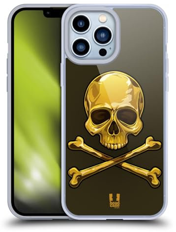 Head Case Designs Oro Calaveras Y Tibias Cruzadas Caso Funda de Gel Suave Compatible con Apple iPhone 13 Pro MAX
