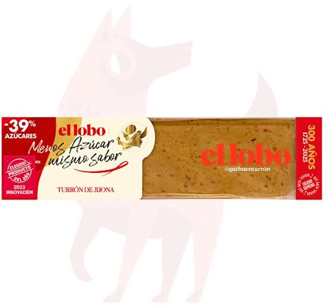 EL LOBO - Touron de Jijona Moins de sucre, même saveur, qualité suprême, gourmandise typique de Noël, sans édulcorants ajoutés, recette artisanale, 200g.
