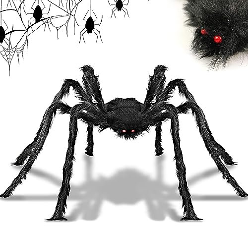 75cm Halloween deko spinne große Spinne Riesige Schwarze Spinne Realistische Große Outdoor Spinne mit gruseligen roten Augen Halloween Deko Garten draußen Halloween Requisiten (75lao)