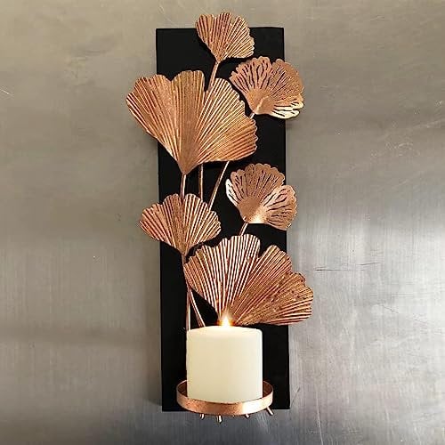 Wandkerzenhalter Wall Decor Eisen Retro Golden Ginkgo Blatt Design Kerzenhalter.