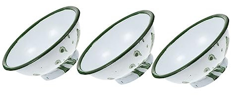 ULTECHNOVO 3stücke Retro Emaille Schüsseln Kleine Schlichte Salatschalen Und Reisnäpfe Mit Gewelltem Rand Dickwandige Nostalgische Servierschalen Für Snacks Und Desserts Vielseitig Verwendbar