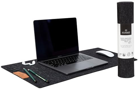 Felt Desk Mat (70 x 30 cm) Anti Slip Wool Felt Desk Pad Premium Large Desk Mat Felt Mouse Keyboard Desk Mat for Computer Desk Mat Natural Merino Wool Felt, Spill, Dirt Resistant, Non Pilling