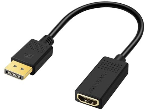 SHULIANCABLE Adaptateur Displayport vers HDMI 4K, Convertisseur DP Mâle vers HDMI Femelle, pour TV 4K, HDTV, Moniteur, Projecteurs, Ordinateurs Portables et Autres (15CM)