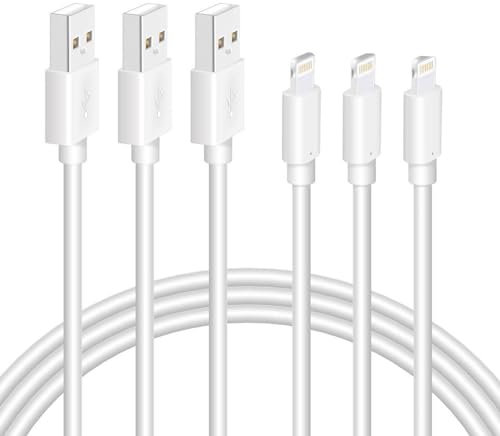 Quntis Cable de carga para iPhone, 3 unidades, 2 m, certificado MFi, cable USB A a Lightning para iPhone 14 13 12 11 Pro Max mini SE 2020 X XR XS Max 8 Plus 7 6 5S 5E iPad Air Mini Airpods, color