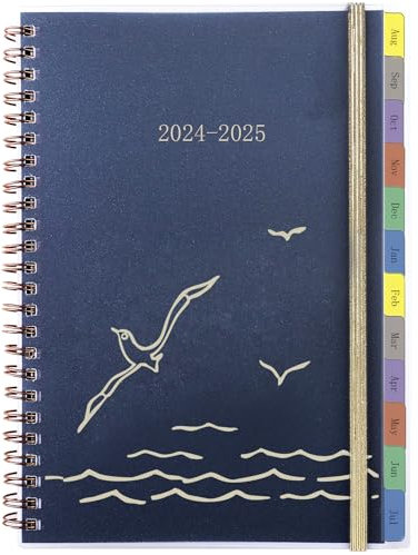 Kalender 2024 2025 Wochenplaner/Terminplaner A5, 1 Woche 2 Seite mit Monatliche Tabs, Tasche, Notizseiten, Schülerkalender 2024/25 Ringbuch, Buchkalender Planer für Schüler Lehrer, Aug’24-Jul’25