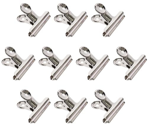 Qualsen Klammern Metall 50MM Silbrig Klammern Für Tüten Bulldogge Büroklammern Metallklammern Klemmen Für Etiketten Bilder Dokumente Fotos (10PACK)