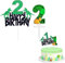 Dinosaur Number 2 Cake Topper & Candle Set - Cupcake Toppers, Dino Candles - Boys' 2nd Birthday Cake Decorations
