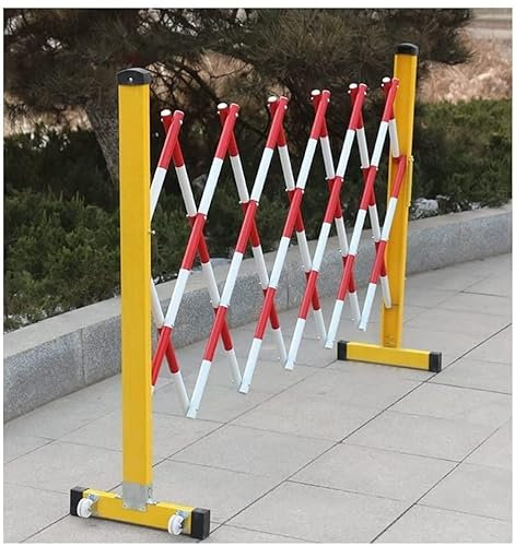 ItzZa Einziehbare, zusammenklappbare Barrikade, tragbare Verkehrssicherheitsbarrieren, Baubarrikade, Sicherheitszaun, Einfahrtstor, Massenkontrolle/Gelb, Schwarz/1,2 x 5 m (1,2 x 2,5 m, rot, weiß)