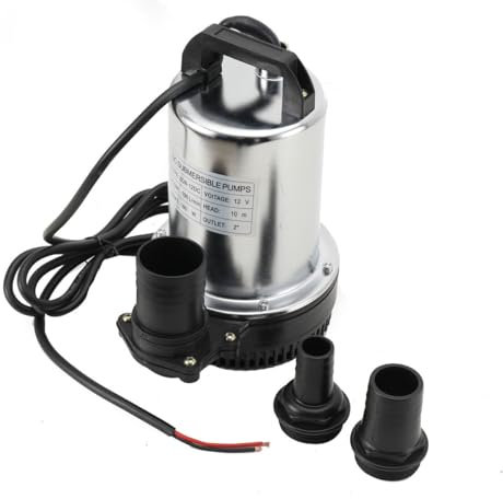 Tauchpumpe 12V Schmutzwasserpumpe Entwässerungspumpe 160W 6000L/h Förderpumpe Schmutzwasserpumpe Brunnpume Wasserpumpe Edelstahl Baupumpe