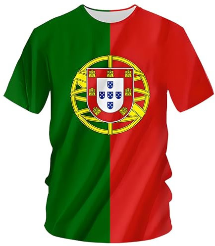YuanDiann 2024 Européen Football Coupe T Shirts Le Portugal Ventilateurs Encourager Sport Homme Femme Drapeau National Impression Manche CourteBrésil Séchage Rapide Tee Shirt Portugal 1# XXL