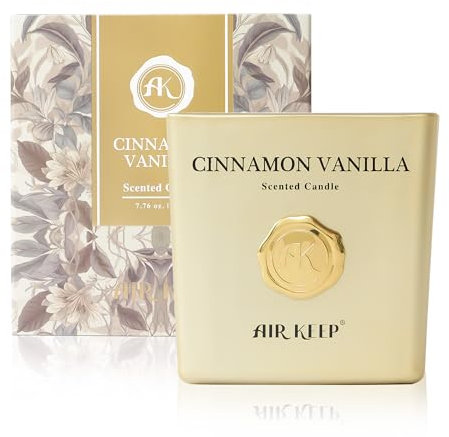 Airkeep Duftkerze Cinnamon Vanilla, 220g Kerze mit langer Brenndauer bis zu 46 Stunden, Geschenke Kerze für Frauen Männer