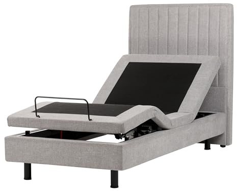 Beliani Polsterbett elektrisch verstellbar hellgrau 90x200 cm Fernbedienung Castellan