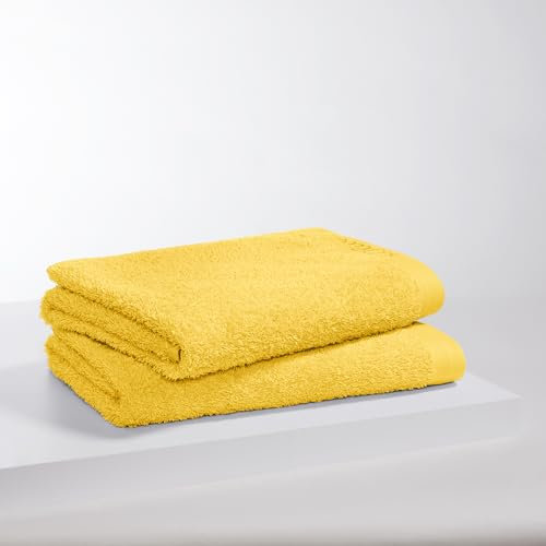 s.Oliver 2 TLG Duschtuch Set 70x140cm - 100% Baumwolle, 600 g/m², weich & saugstark, Doppelpack Duschtücher gelb