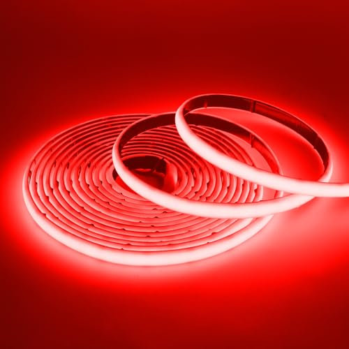 Wisada COB Neon Streifen 1m, 12V Wasserdichte IP68 Selbstklebendes Band, 320LEDs/m Superhell Flexibler Rot COB Neon LED Band, rot/weiss 2-adrig LED Lichterketten für Außen, Terrasse, Aquarium