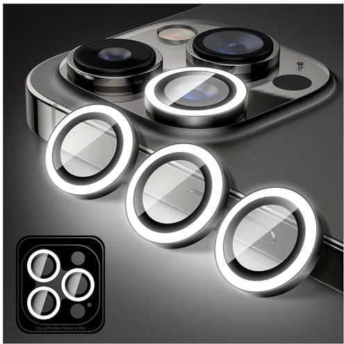 Zeponny Proteggi Obiettivo Fotocamera Compatibile con iPhone 12 Pro, Pellicola Protettiva per Obiettivo Fotocamera in Vetro Temperato Luminoso, Anelli in Lega (Bianco)