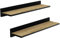 Wandregal, Schweberegal (2 Stück), stabile Wandboards, 60 cm Hängeregale, mit unsichtbaren Halterungen, für Bad, Schlafzimmer, Küche, Büro, Wohnzimmer, Eiche mit schwarz Wandleiste, Schwarz Finish