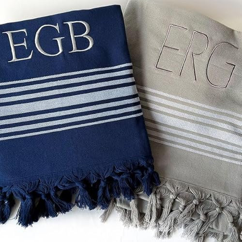 Cocholate Toalla Playa Grande Bordada Personalizada 90x160cm Toalla de Playa, 100% Algodón 300gr/m2 Gimnasio Viajes Natación Piscina Yoga Camping Deportes (Azul Oscuro)