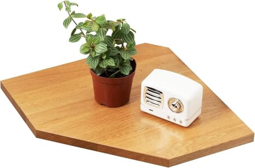 Gieanoo Eckregal Hängend, Eiche Massivholz Eckregal Wandregal Holz Vintage Landhausstil Regal für Schlafzimmer Wohnzimmer Diamantform mit Drahtloch (Eiche Natur, 33.5CM)