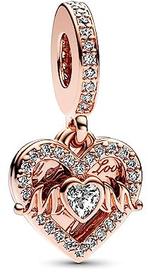 Wedanor Charme Rose Gold Herz, Mum Dangle Charms-Anhänger 925 Sterling Silber Charm Bead Pendant für Europäische Armbänder und Halsketten