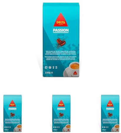 Delta Cafés Passion Descafeinado - Café Molido - Notas de Caramelo - 220 G (Paquete de 4)