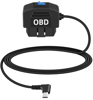 YANBORONSN Automotive OBD Power Cable,90 Grad USB Cto OBD-II Hardwire Cable Adapter with Switch Button for Dash Camera 24 Hours Surveillance/Acc Mode,(3.5M/11.5Ft