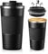 Senshuomy Travel Mug, Insulated Coffee Cup with Leakproof Lid, Reusable Coffee Cups Travel Cup, Stainless Steel thermaol Mug for Hot Cold Drinks (Black/510ml)