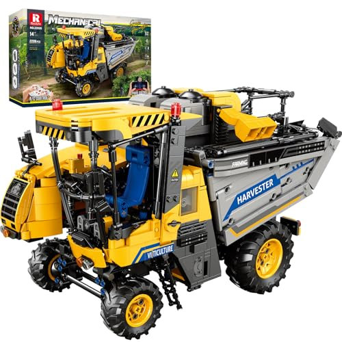 Reobrix Traubenerntemaschine RC Traktor Spielzeug Bausatz, 22026 City Baufahrzeug Set Farm Technic Truck Modellbausatz für Erwachsene, Sammlungsdekor oder Geschenk für 14+ und Maschinenliebhaber