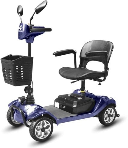 4 Räder-Mobilitätsroller,Elektro Roller,20KM Elektromobil Leicht Klappbar bis 150KG,Blei-Säure 24V12ah (Blau)