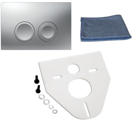 BADfabrik24 DuofixBasic 112 cm mit Delta UP-SPK 12 cm + Delta25 Platte mattchrom + Wandanker + Montageset + Mikrofasertuch – WC-/Bidet-Element mit Schallschutz