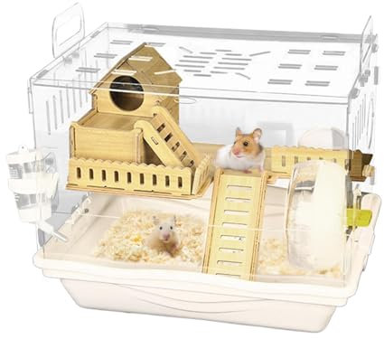 Durchsichtiger Hamsterkäfig – Großer Hamsterkäfig, transparenter Haustier-Beobachtungskäfig | Leicht zu reinigendes herausnehmbares Tablett, belüftetes Design, geräumiges Gehege für Hamster