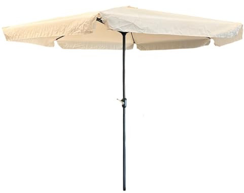 flonatur Sombrilla de Jardín Hexagonal, 3 Metros de Diámetro, con Manivela, altura 2,5 metros (Beige)