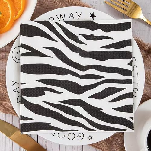 Servietten Weiß Zebra Streifen Servietten Hochzeit Geburtstag Kindergeburtstag Cocktailservietten Geburtstagsservietten Party Napkins Disposable Weich Papierservietten Tischdeko Pack of 30(33x33cm)
