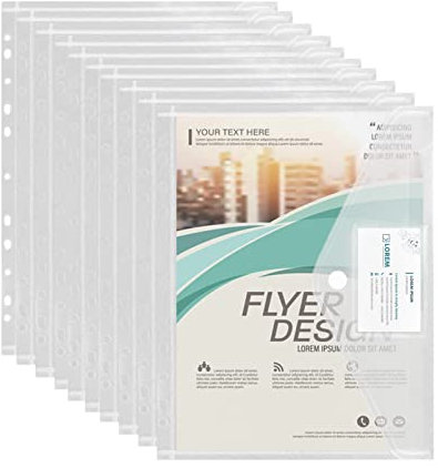 Donken 10er Dokumententasche A4 Dokumentenmappe Wasserdicht Sammelmappen mit Klettverschluss & Etikettentasche, 11 Lochrand für Dokumente Organisieren