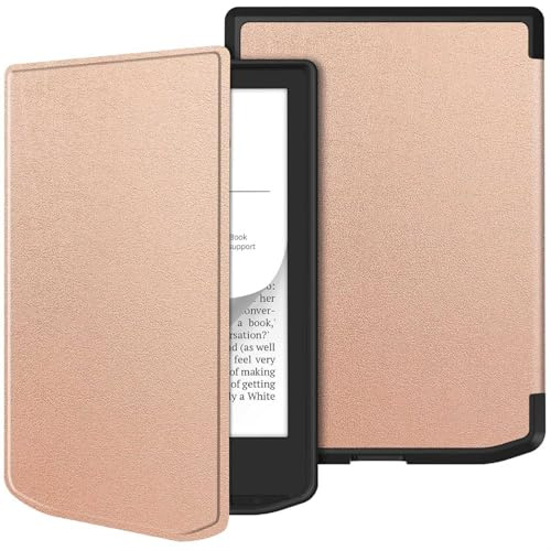 GIOPUEY Coque Compatible avec Vivlio Light/Light HD/Light HD Color, étui en Cuir, Coque arrière en Silicone Souple [étui à Rabat] Texture Semblable à Celle de la Peau - Rose Gold