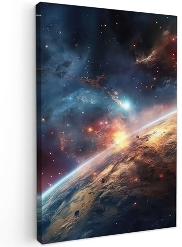 MuchoWow© Leinwandbild Dekoration Wohnzimmer Bilder Pictures Wall | 40x60 cm - Decoration Living Room Wohnungs Deko Moderne Bild Universum - Sterne - Weltraum - Planet
