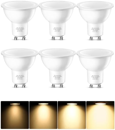 EvaStary LED GU10 Bulbs Dimmable, Warm White 3000K, 50W Equivalent, 6Pack | 500LM, 5W GU10 Spotlight Bulbs, 120° Wide Beam, 90% Energy Saving, Smooth Dimming