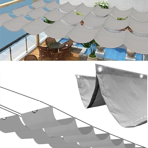 Voile Ombrage Rétractable Vague Voile D'ombrage Rectangulaire, Toile Ombrage Imperméable, Bâche Ombrage Protection UV Solaire, pour Jardins Balcons Terrasse Pergola Sable (Gris,2x3m(BxL))