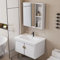 HYANXUE Tocadores de baño, mueble de tocador montado en la pared, lavabo, armario de espejo y fregadero combinado con lavabo de cerámica y grifo (blanco + armario de espejo, 70 x 47 cm)