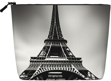 Borsa cosmetica riutilizzabile – Organizer da viaggio per articoli da toeletta, motivo controller di gioco blu, design a stampa completa, sacchetto multiuso per trucco, Torre Eiffel Parigi nera
