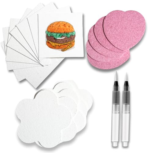 JMCRATE Papel de pintura con textura de espuma para manualidades, 22 hojas de papel de textura de espuma mágica con bolígrafo de agua, hojas de pintura en blanco para manualidades 3D, suministros de