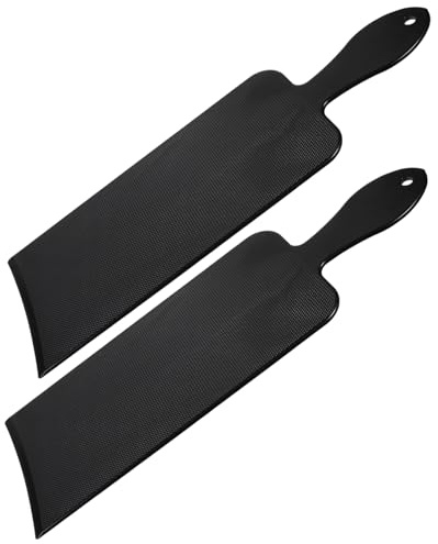 Kunststoff Strähnenbrett mit Pony Maske, 2 Stück Schwarz für Friseur | Kurvige Form, Strukturierte und Glatte Seite, 34,5x11x1cm, für Salonprofis und Zuhause