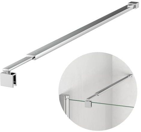 EMKE Haltestange Stabilisationsstange Dusche 70–120 cm Verstellbar, Edelstahl Stabilisator für Duschwand, 360° drehbarer Halter Haltestange für Glas 8–10 mm