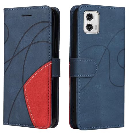 Lvnarery For Motorola Moto G06 Case Protective Geometric Wallet Phone Case PU Leather Cover with Magnetic Closure Kickstand Bookstyle Folding Stand Silicone Bumper Card Holder Pouch Blue