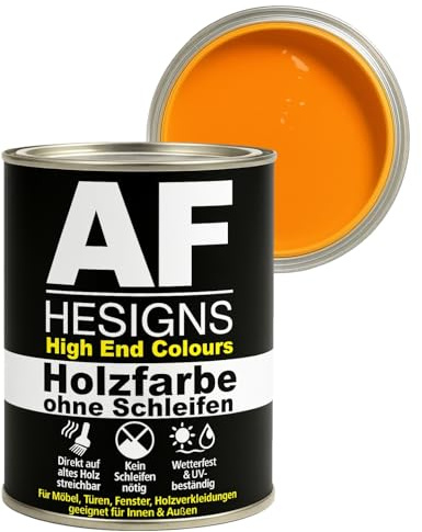 Alex Flittner Designs Peinture pour meubles, sans ponçage, jaune soleil RAL1037, satiné, 750 ml, pour bois et métal, pour l'intérieur et l'extérieur