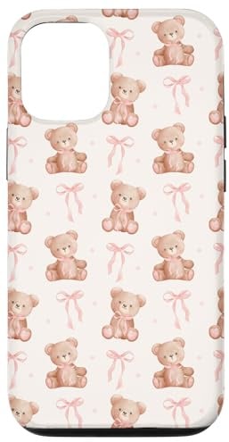 Cute Teddy Bear Coquette Pink Bow Kawaii Girly Aesthetic Case for iPhone 12/12 Pro