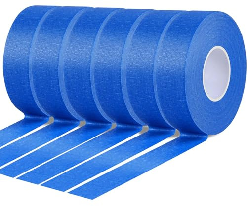 Gicare 6 Rolle Malerkrepp Masking Tape 25mm x 50m Abklebeband Maler für Malerarbeiten, Kreppband Malerband Standard Papierklebeband UV Maler Klebeband für Farbtrennung Renovierungen(Blau)