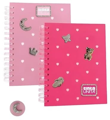 Tinta Unita Notebook Spiralato A5 Fogli Bianchi Click con 5 Pins Effetto Metallo (1 Pezzo Random)