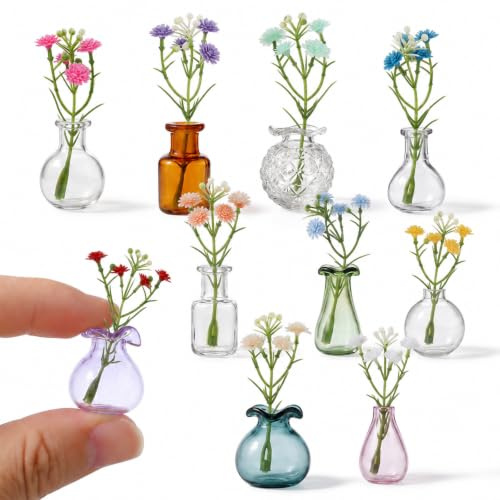 10PCS Mini Vase Magnets for Fridge, Cute Tiny Magnetic Glass Vases | Flower Vases Refrigerator Magnets, Funny Aesthetic Plant Pot Magnet for Refrigerator, Whiteboard, Locker, Office, Kitchen