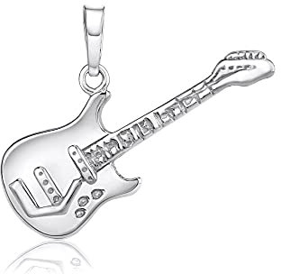 SILVEGO Unisex Anhänger aus 925 Sterling Silber Gitarre