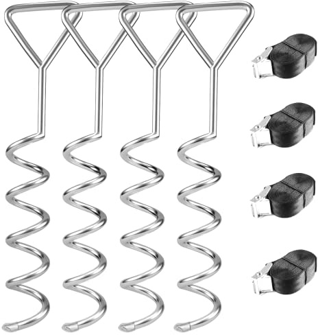 Jinhuaxin Heavy Duty Anchor Kit for Trampoline, Swing, Pet Tent, Camping, Playhouses (Silver)